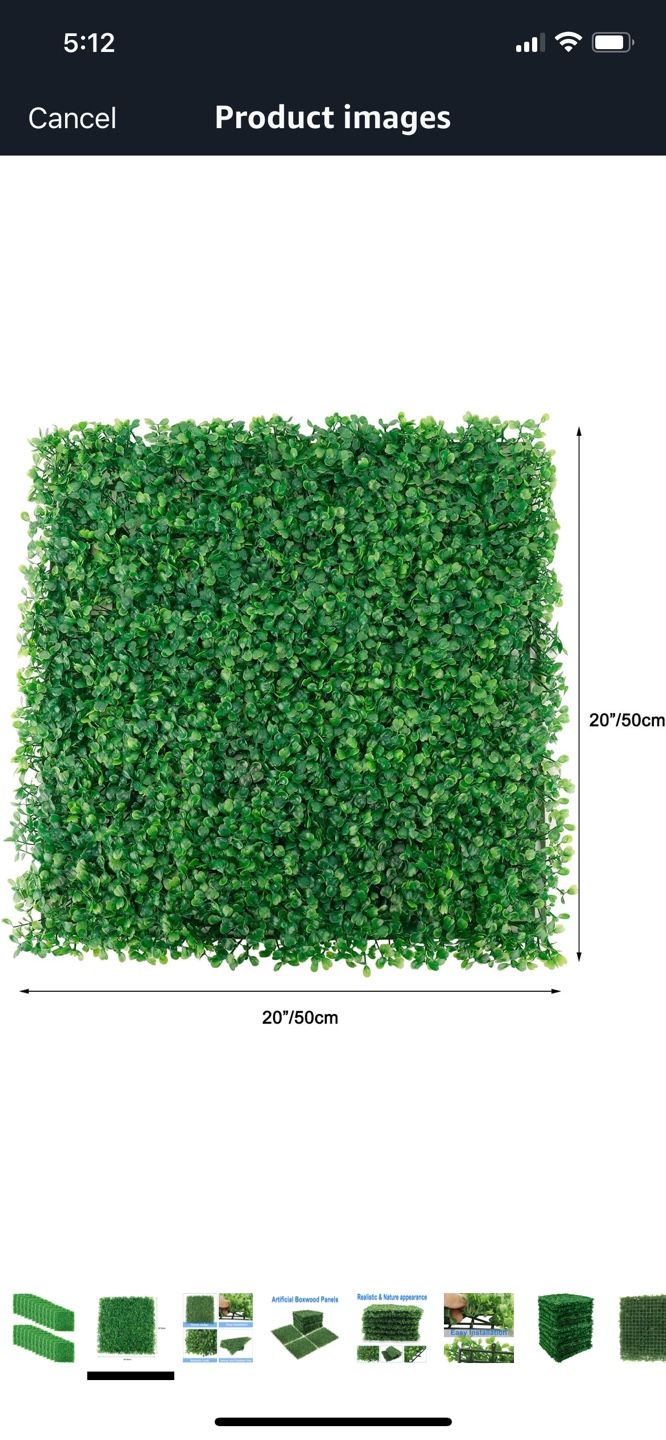 Artificial Boxwood Panels - 20x20cm, Set of 20