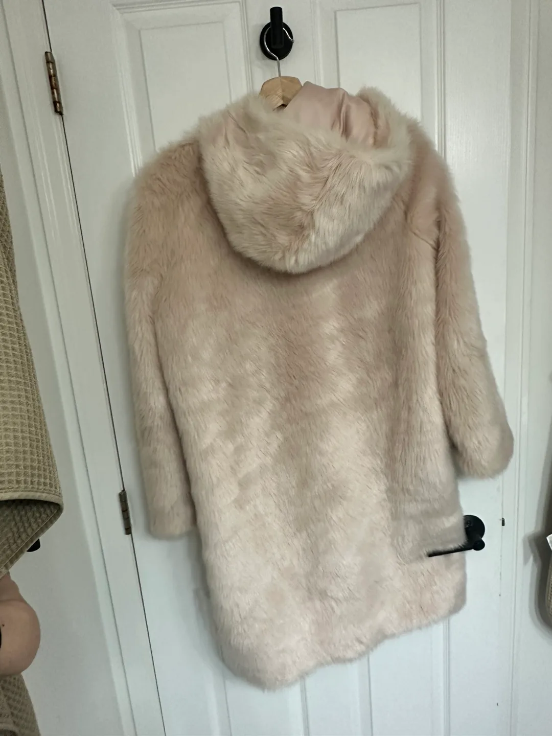 Light Pink Faux Fur Hooded Coat image indicator(2)