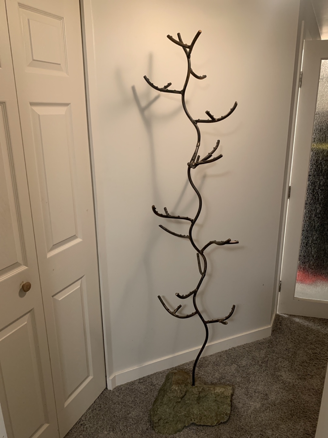 Unique Metal Coat Rack on Stone Base