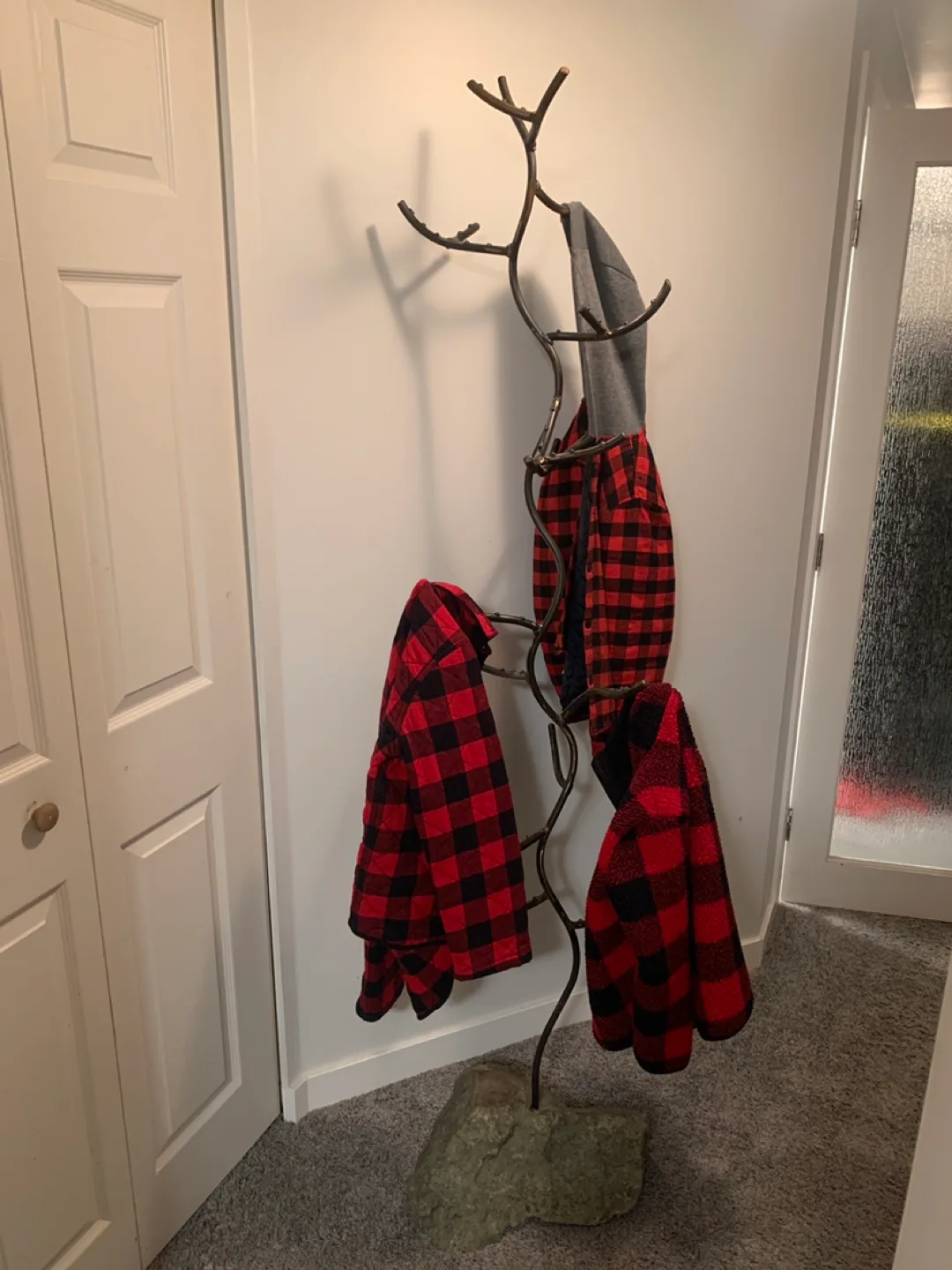 Unique Metal Coat Rack on Stone Base image indicator(2)