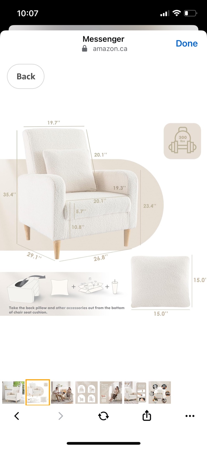 Cream-coloured Accent Chair with Wooden Legs - photo 2
