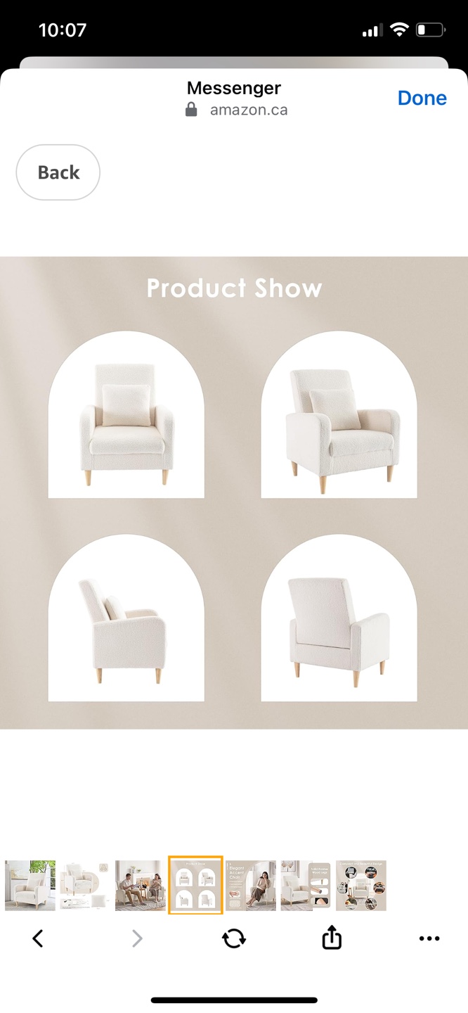 Cream-coloured Accent Chair with Wooden Legs - photo 4