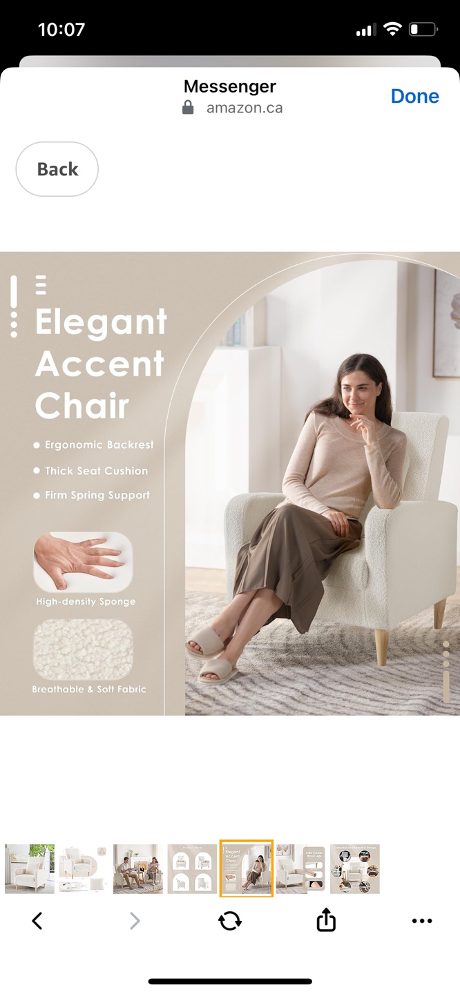 Cream-coloured Accent Chair with Wooden Legs - photo 5