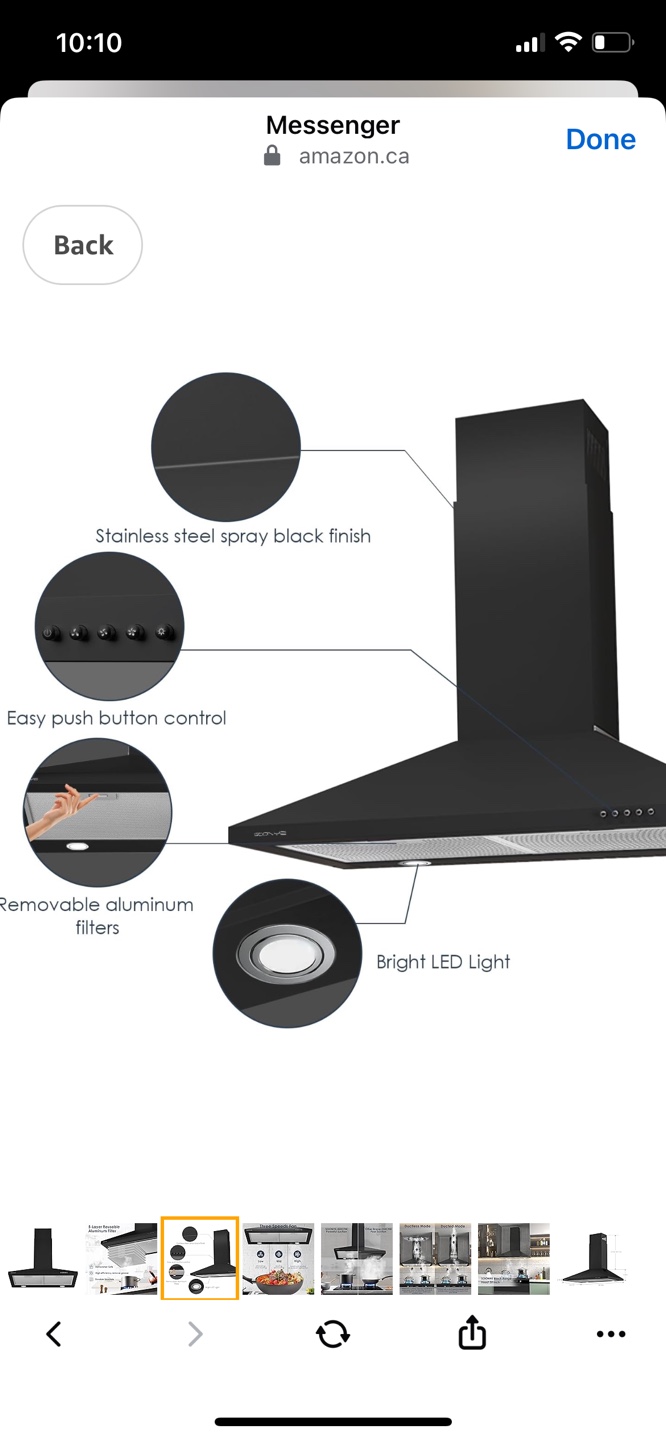 SOONYE 450CFM Range Hood - Black - photo 3