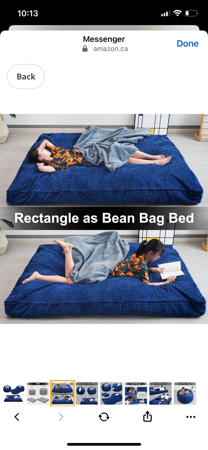 Convertible Bean Bag Chair & Bed - Plush Velvet - Blue - photo 3