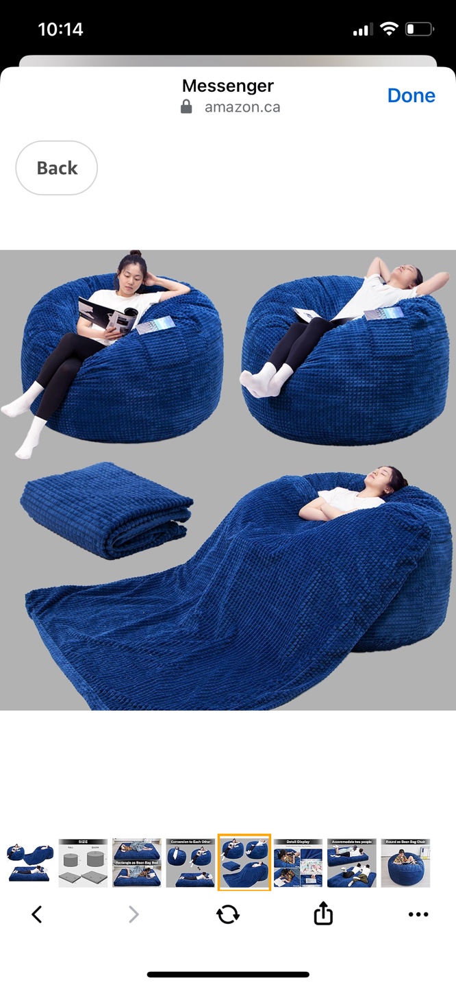 Convertible Bean Bag Chair & Bed - Plush Velvet - Blue - photo 5
