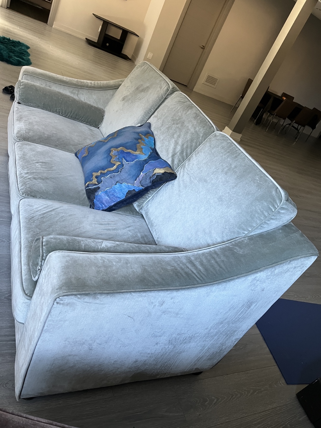 Blue Velvet Sofa and Armchair Set - photo 2