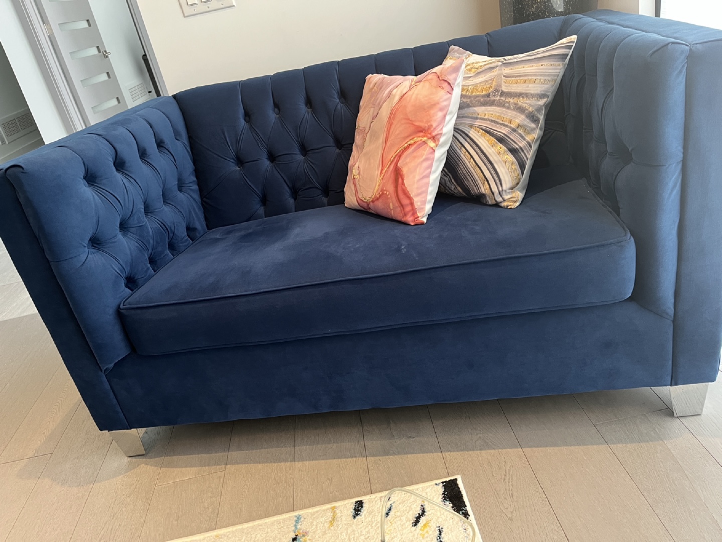 Royal Blue Velvet  Button Tufted Loveseat - photo 2