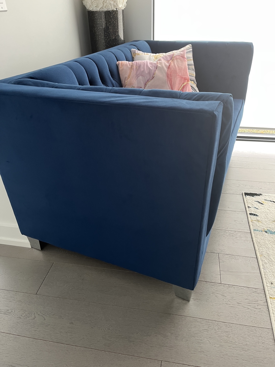 Royal Blue Velvet  Button Tufted Loveseat - photo 3