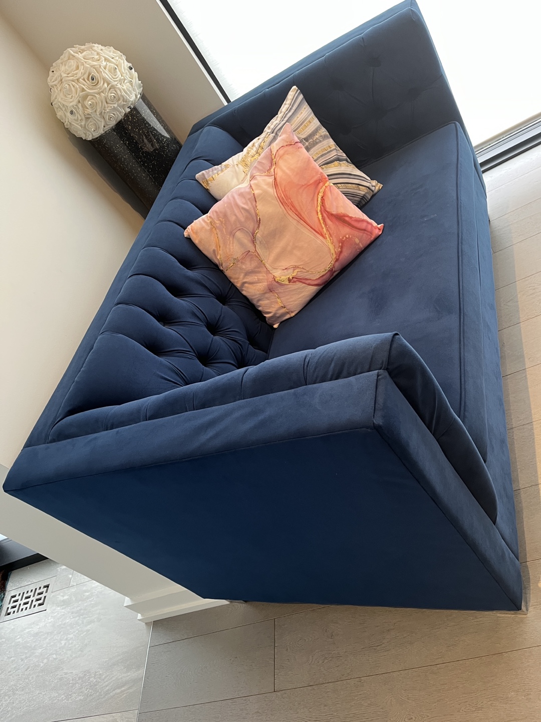 Royal Blue Velvet  Button Tufted Loveseat - photo 5