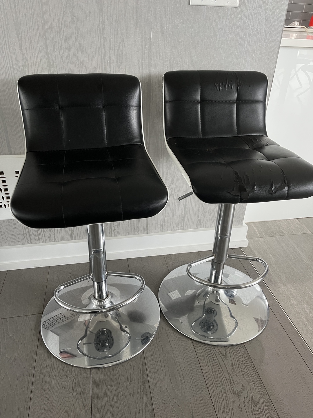 Pair of Black and White Bar Stools