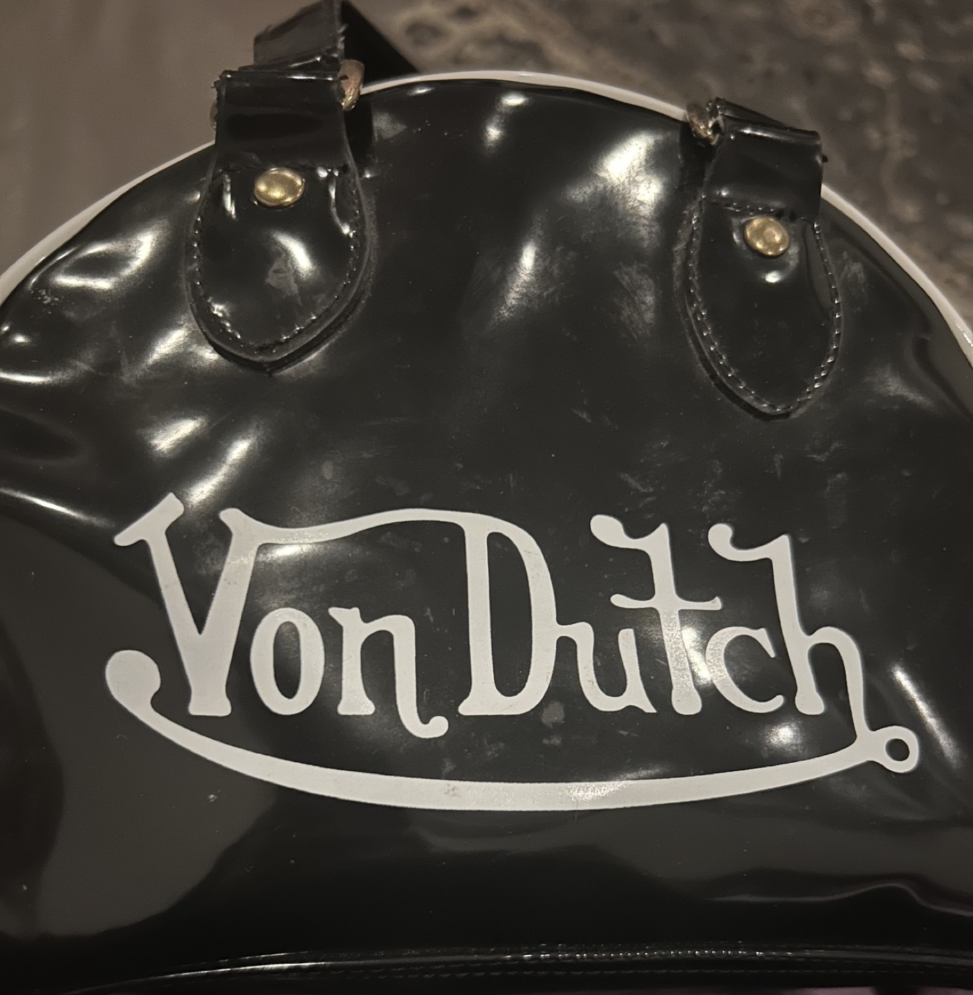 Von Dutch Originals Black Patent Leather Handbag