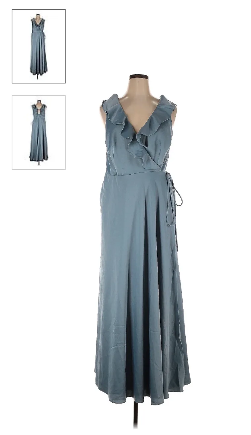 Sachin & Babi Dusty Blue Wrap Dress Size 16W thumbnail