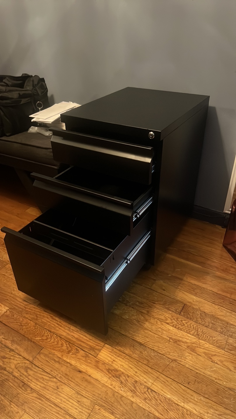 Black 3-Drawer Mobile File Cabinet