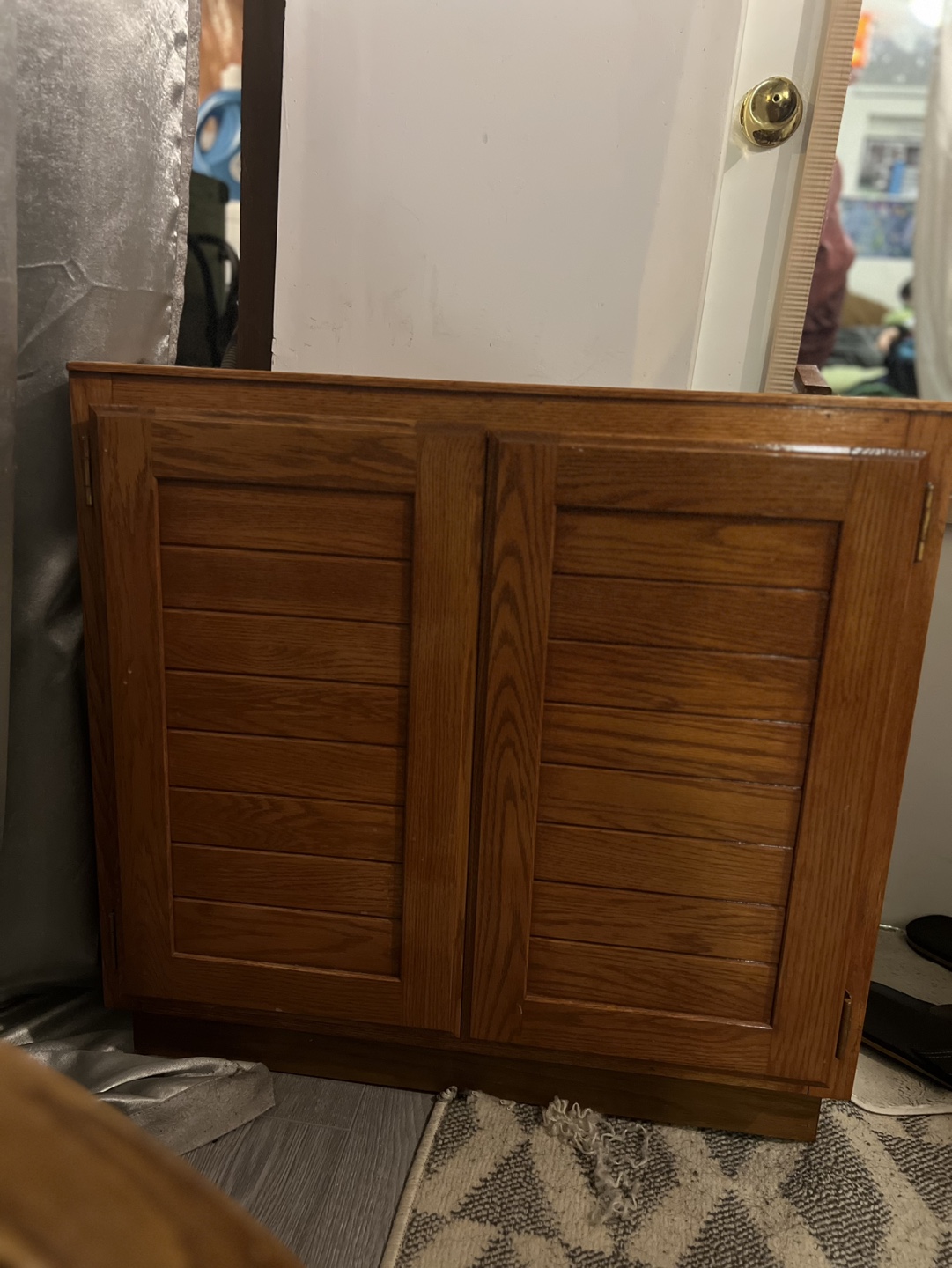 Solid Wood Cabinet with Two Doors and Shelf
