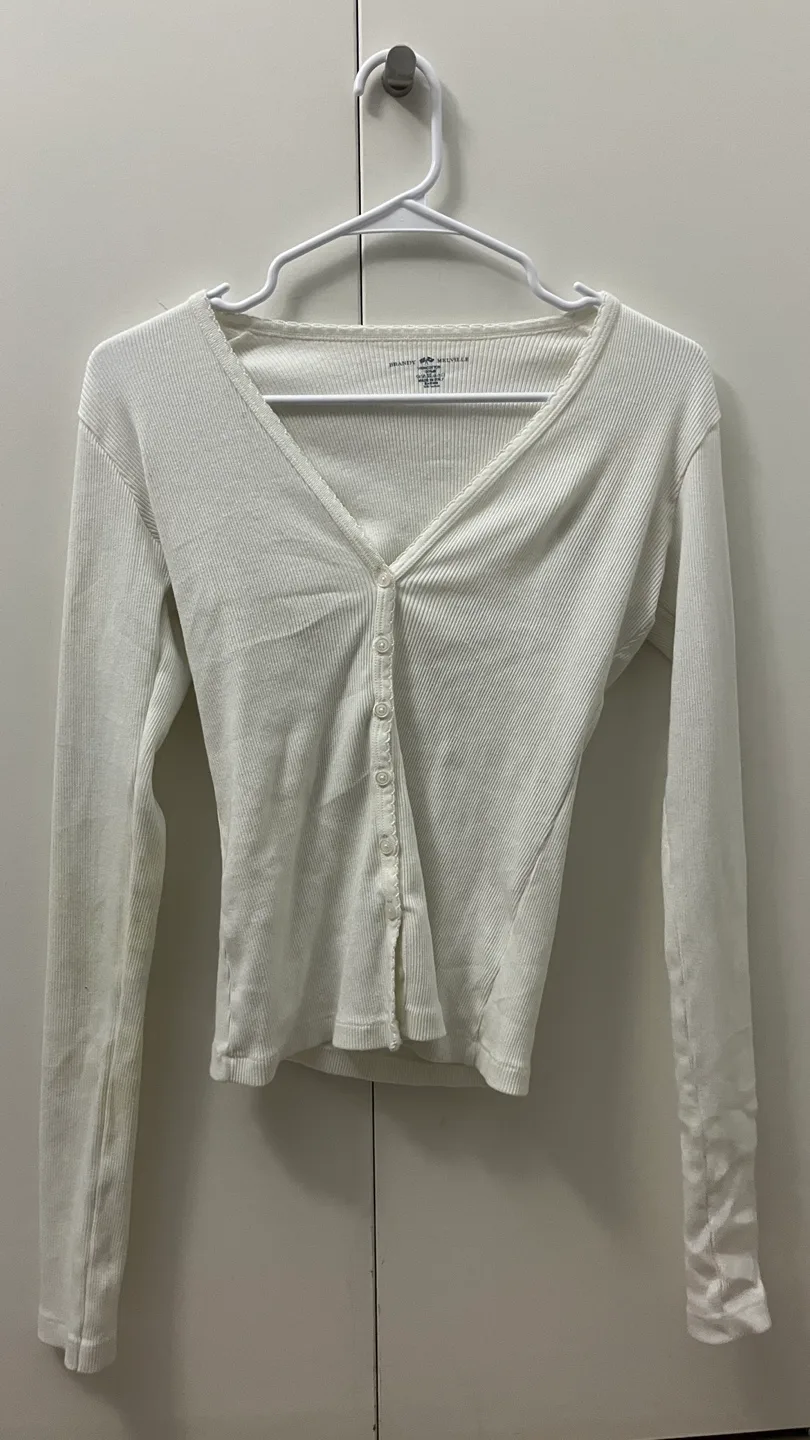 Brandy Melville White Button-Up Cardigan thumbnail