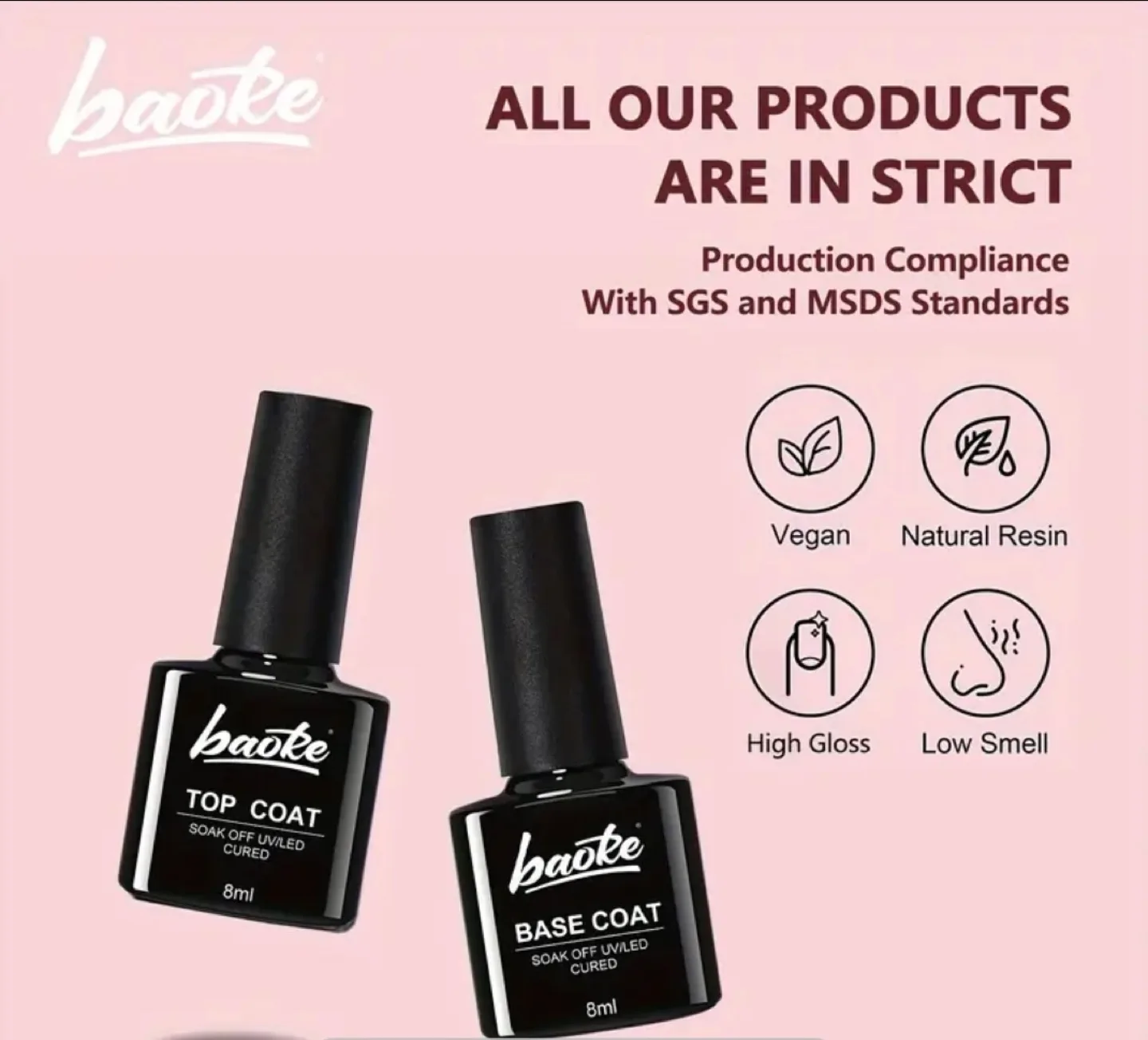 Soak-Off UV/LED Base & Top Coat Set (2 x 8ml) image indicator(2)