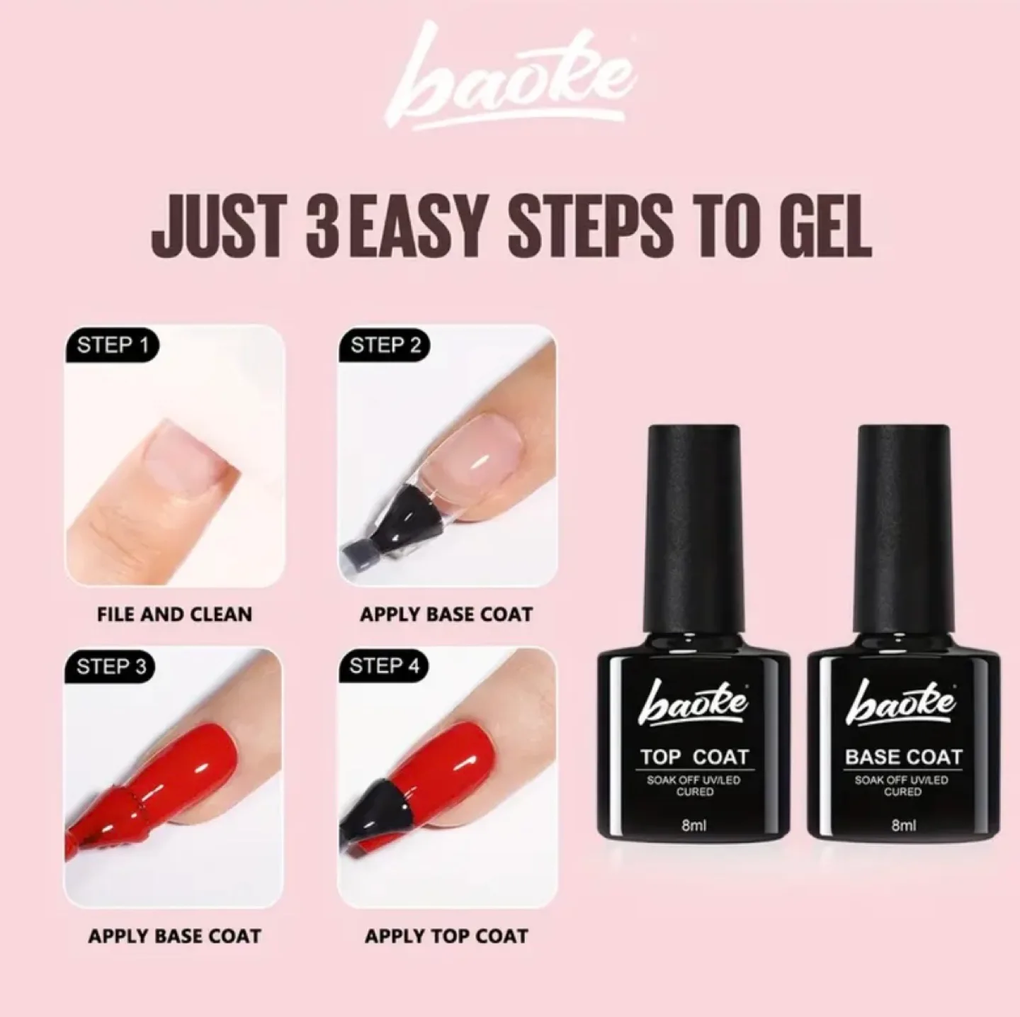 Soak-Off UV/LED Base & Top Coat Set (2 x 8ml) image indicator(3)