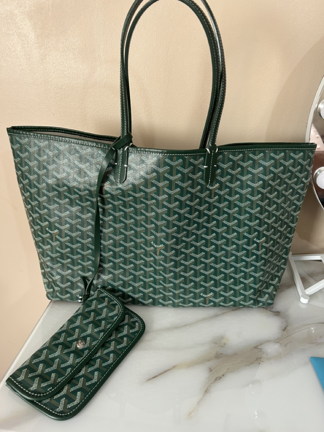 Goyard St. Louis Tote in Green with Pouch