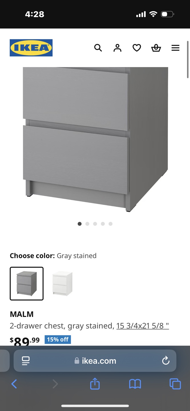 IKEA MALM 2-Drawer Chest - Light Oak