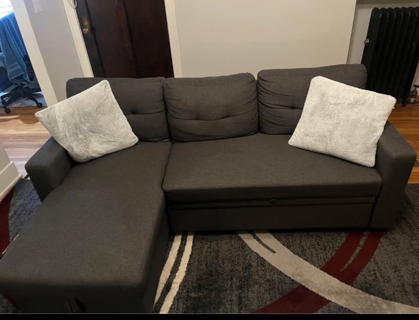 Dark Gray Sectional Sofa with Pull-Out Bed - photo 2