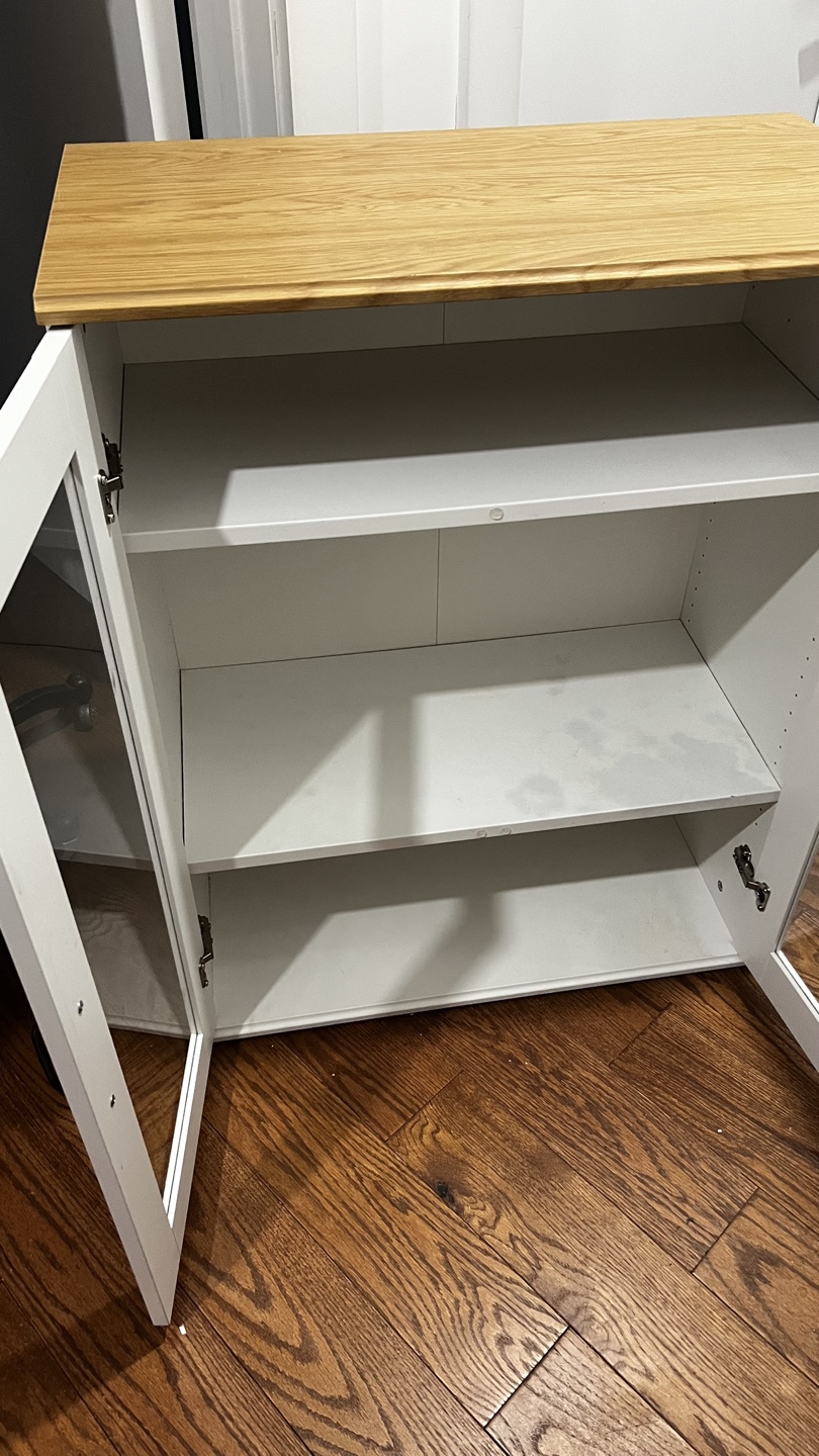 White Wood Cabinet with Glass Doors - photo 2