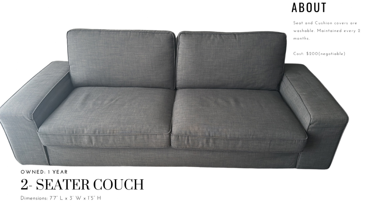 IKEA 2-seater couch - Grey fabric