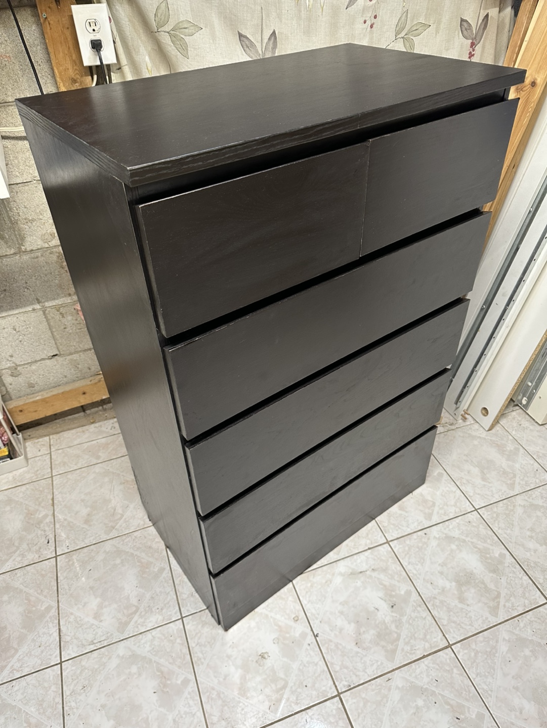 IKEA MALM 5-drawer Chest - Black-Brown