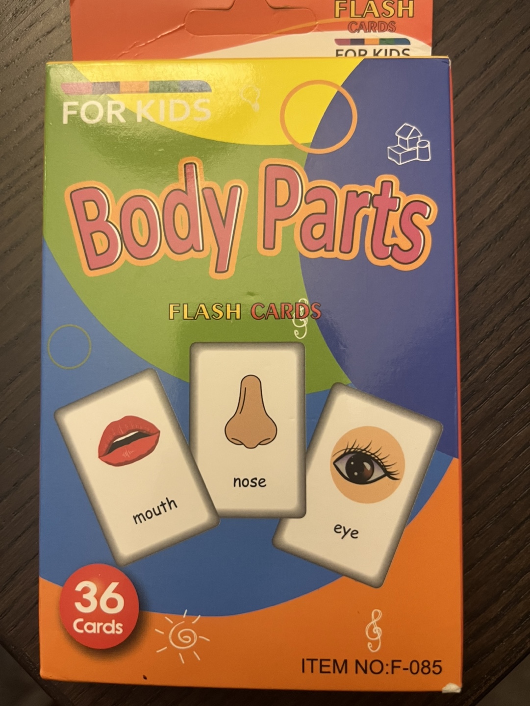 Body Parts Flash Cards for Kids - 36 Cards