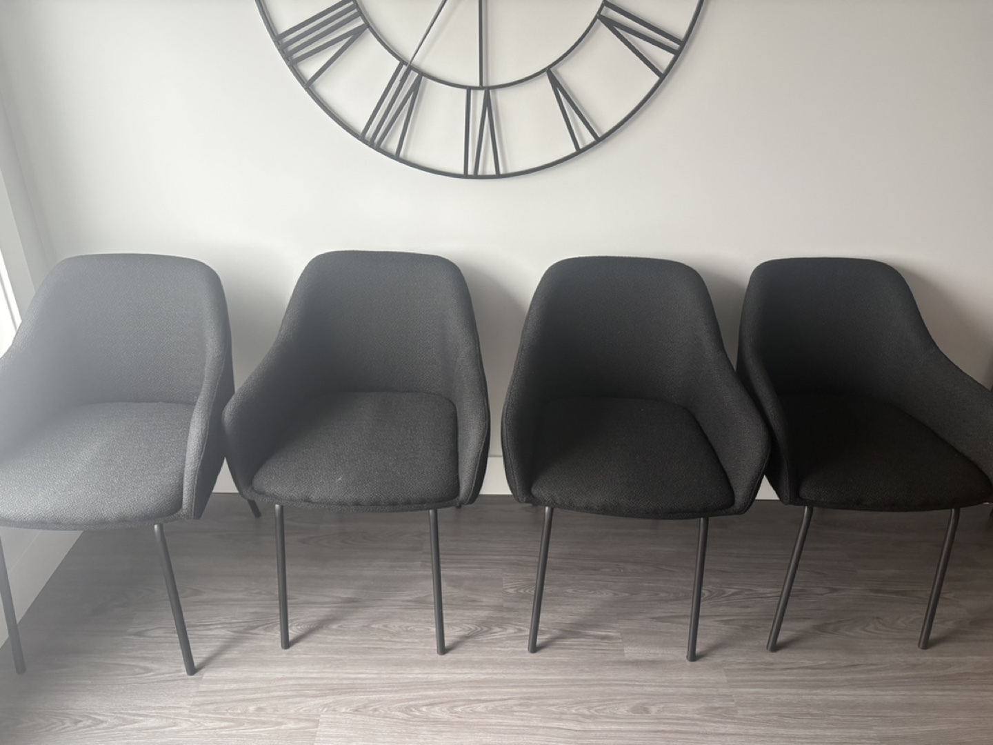 Set of Four Bouclair Black Fabric and Metal Dining Chairs - photo 2