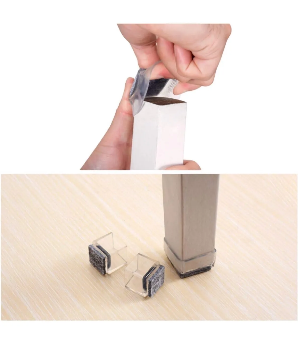 Set of 4 Clear Furniture Feet Protectors with Felt Pads image indicator(2)