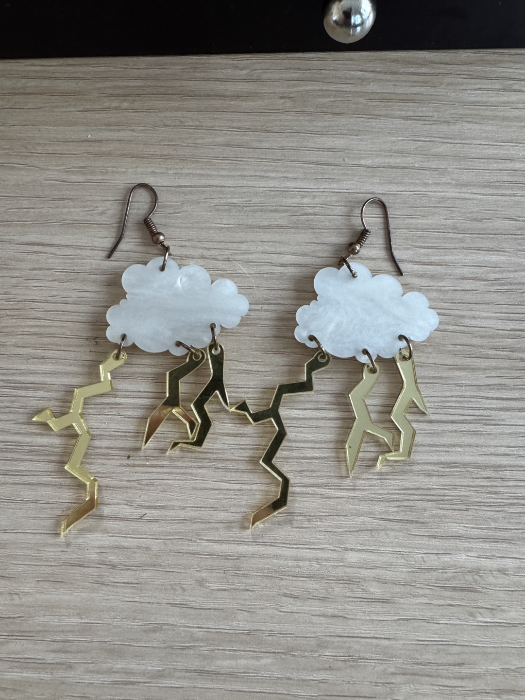 Cloud and Lightning Bolt Dangle Earrings - photo 2