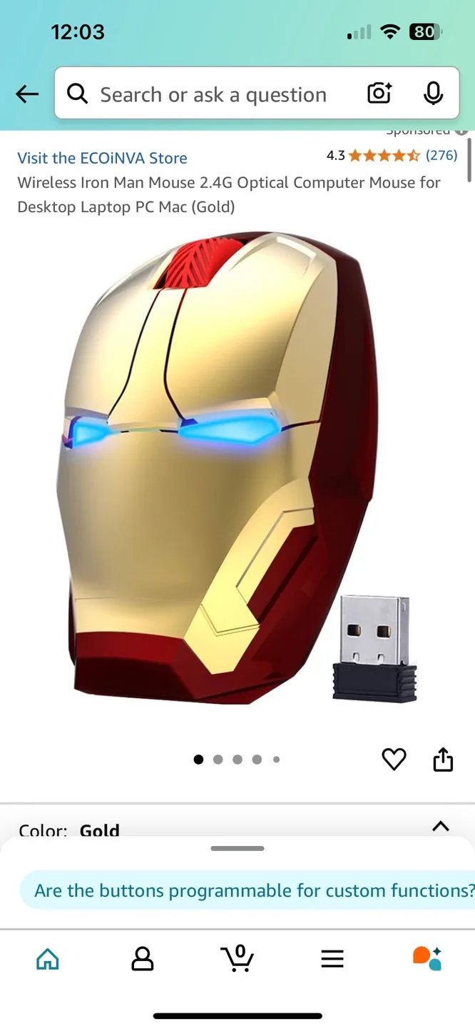 Iron Man M8 Wireless Optical Computer Mouse image indicator(3)