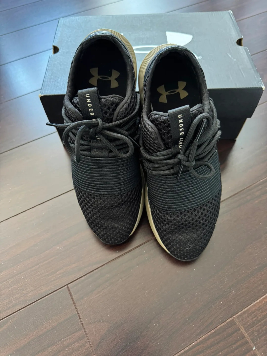 Under Armour Women's Black & Gold Slip-On Sneakers image indicator(5)