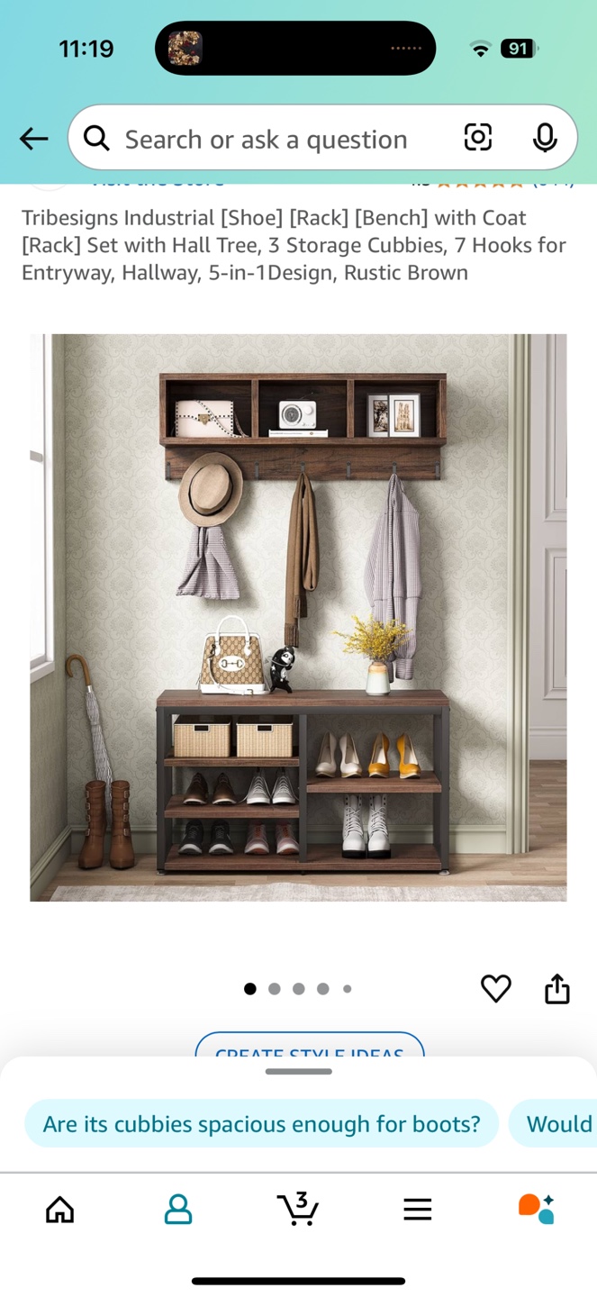 Tribesigns Industrial Shoe Rack Bench with Coat Rack