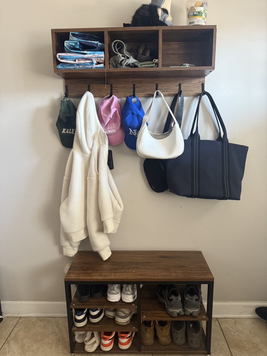 Tribesigns Industrial Shoe Rack Bench with Coat Rack - photo 3