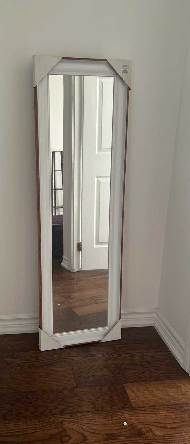 Full Length Mirror with White and Brown Frame