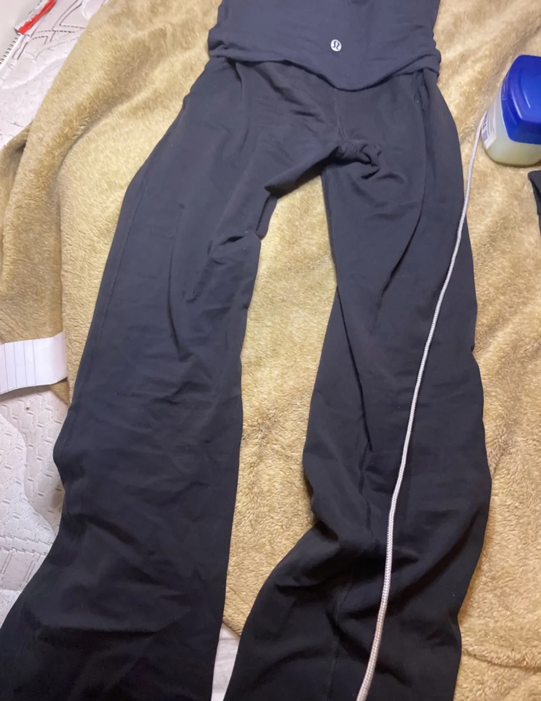 Lululemon Black Flared Leggings Size 4 image indicator(3)