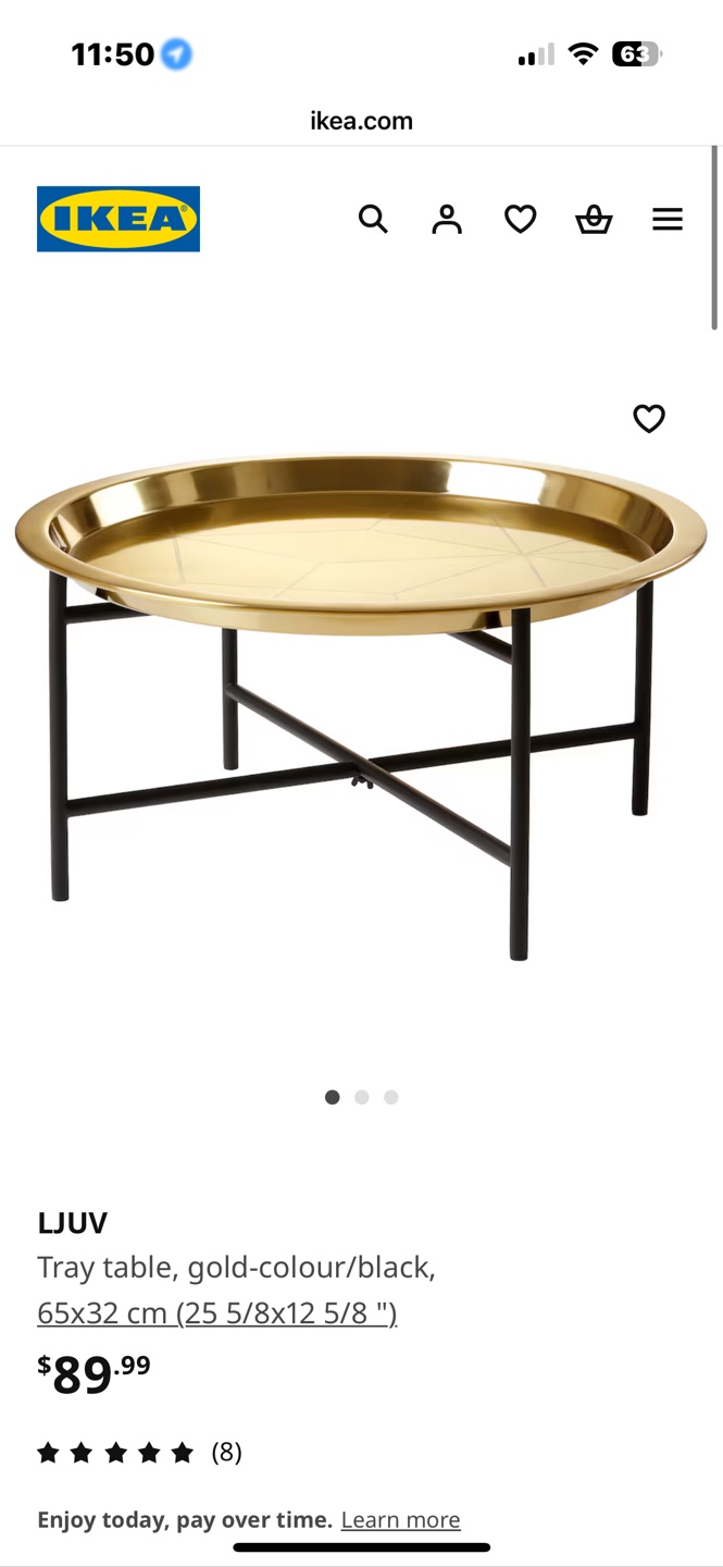 IKEA LJUV Tray Table - Gold/Black