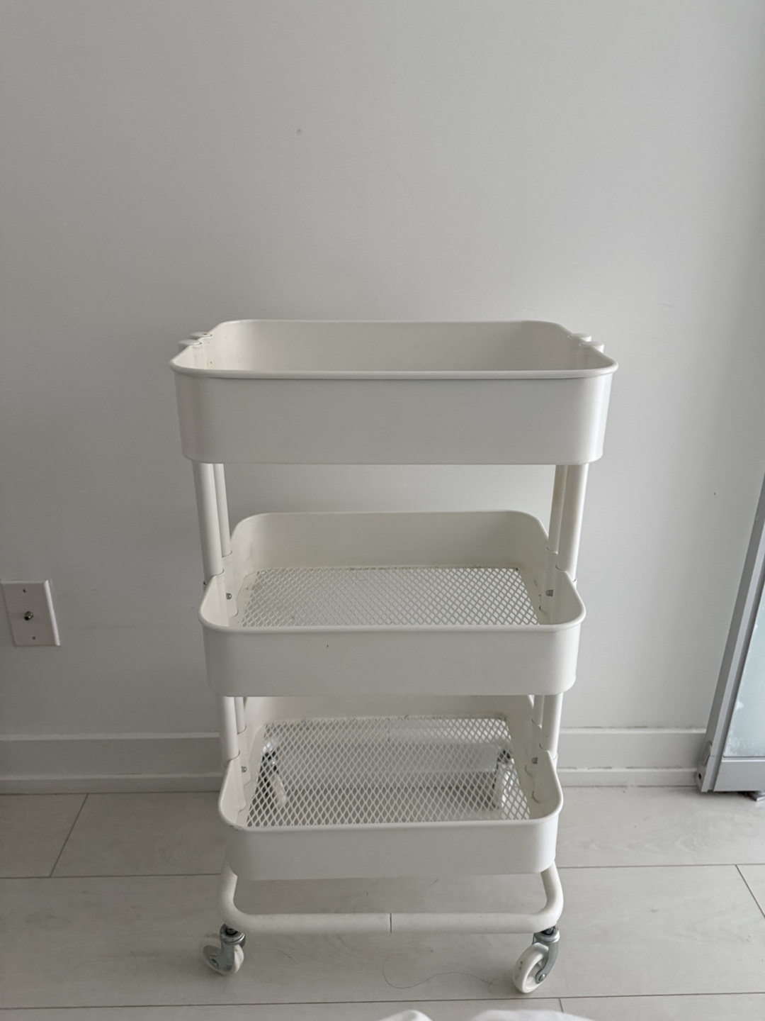 IKEA White 3-Tier Rolling Cart