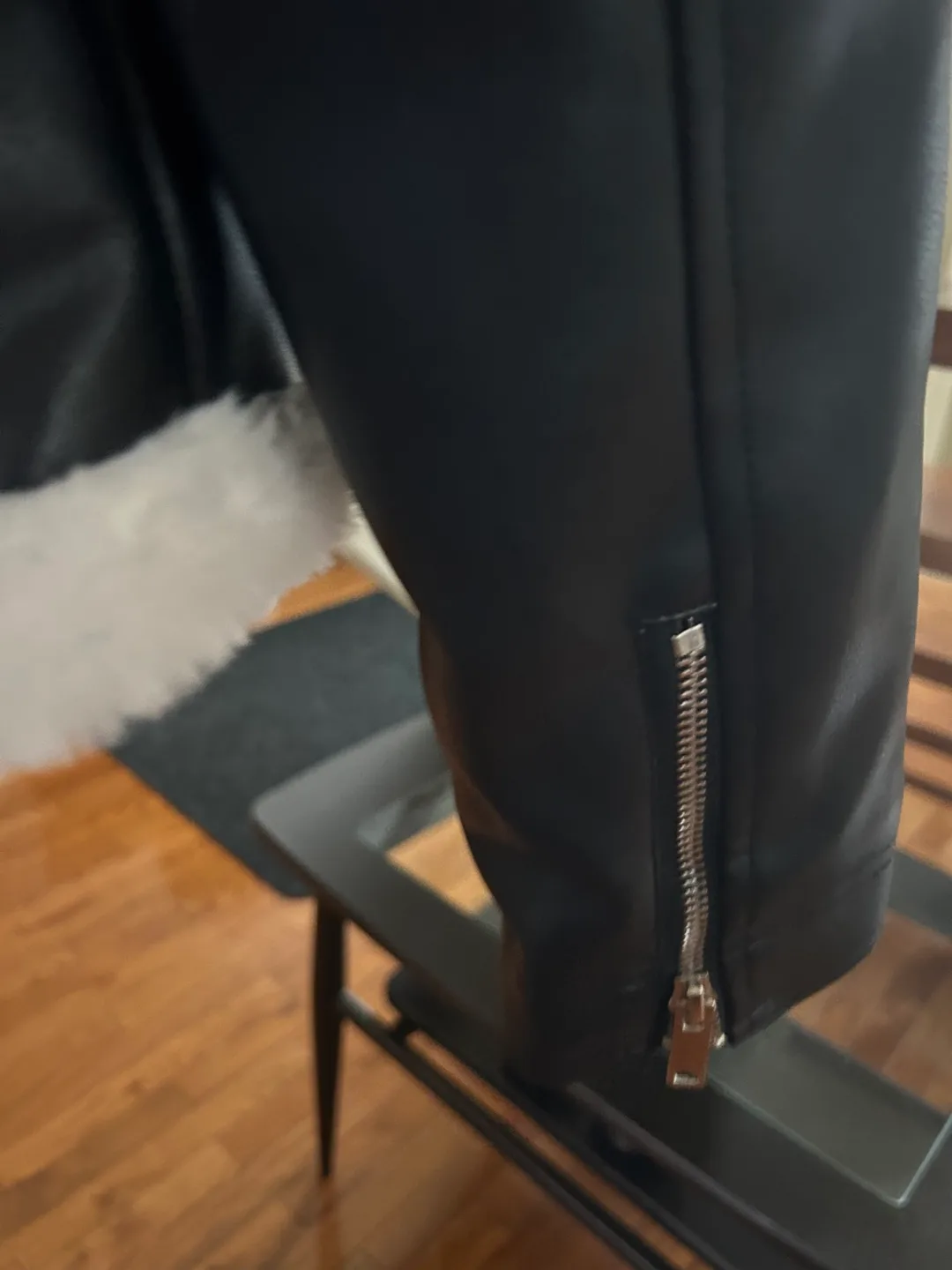 Bluenotes Black Faux Leather Jacket with Faux Fur Trim image indicator(5)