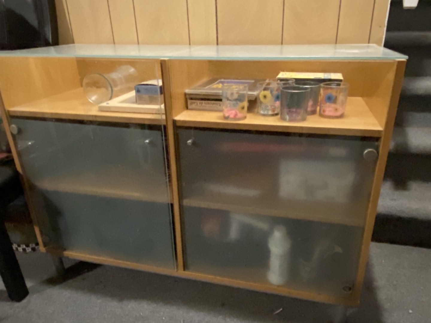 Modern Wooden Cabinet with Glass Doors