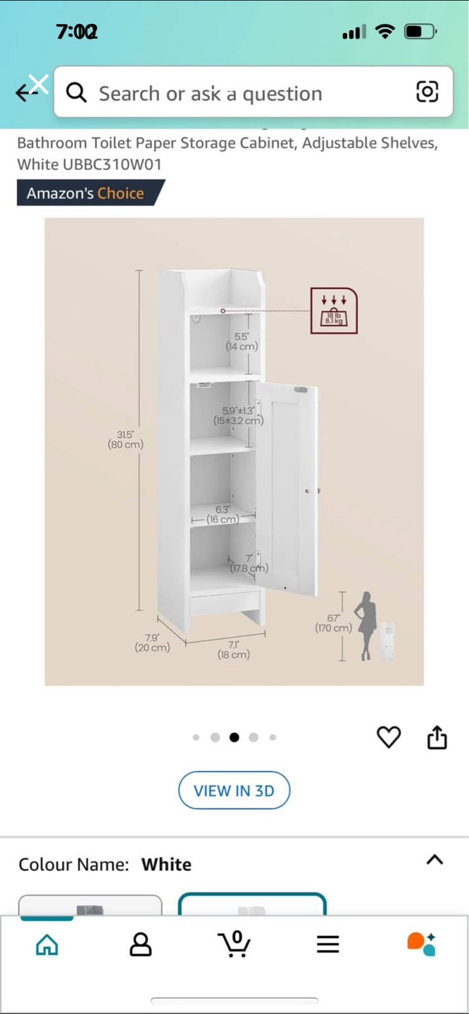 VASAGLE Bathroom Storage Cabinet - White