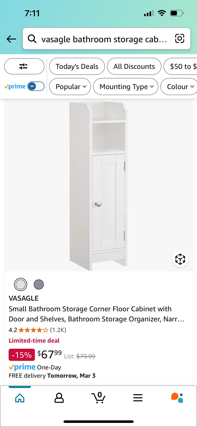 VASAGLE Bathroom Storage Cabinet - White - photo 2