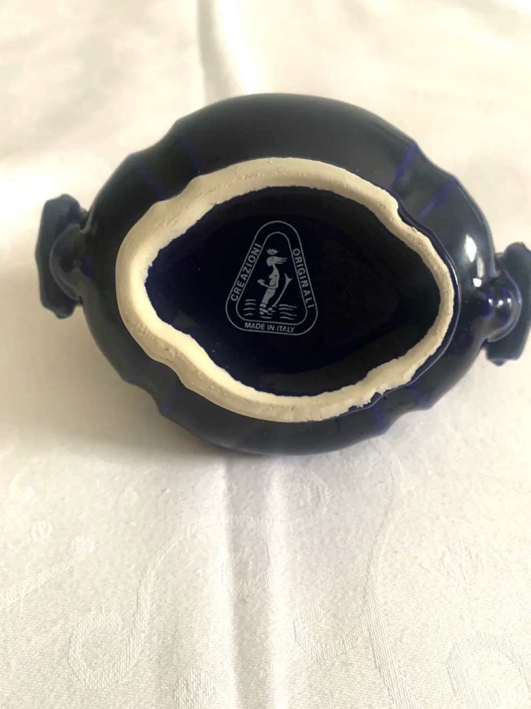 Vintage Italian Blue and Gold Ceramic Jar with Lid image indicator(4)