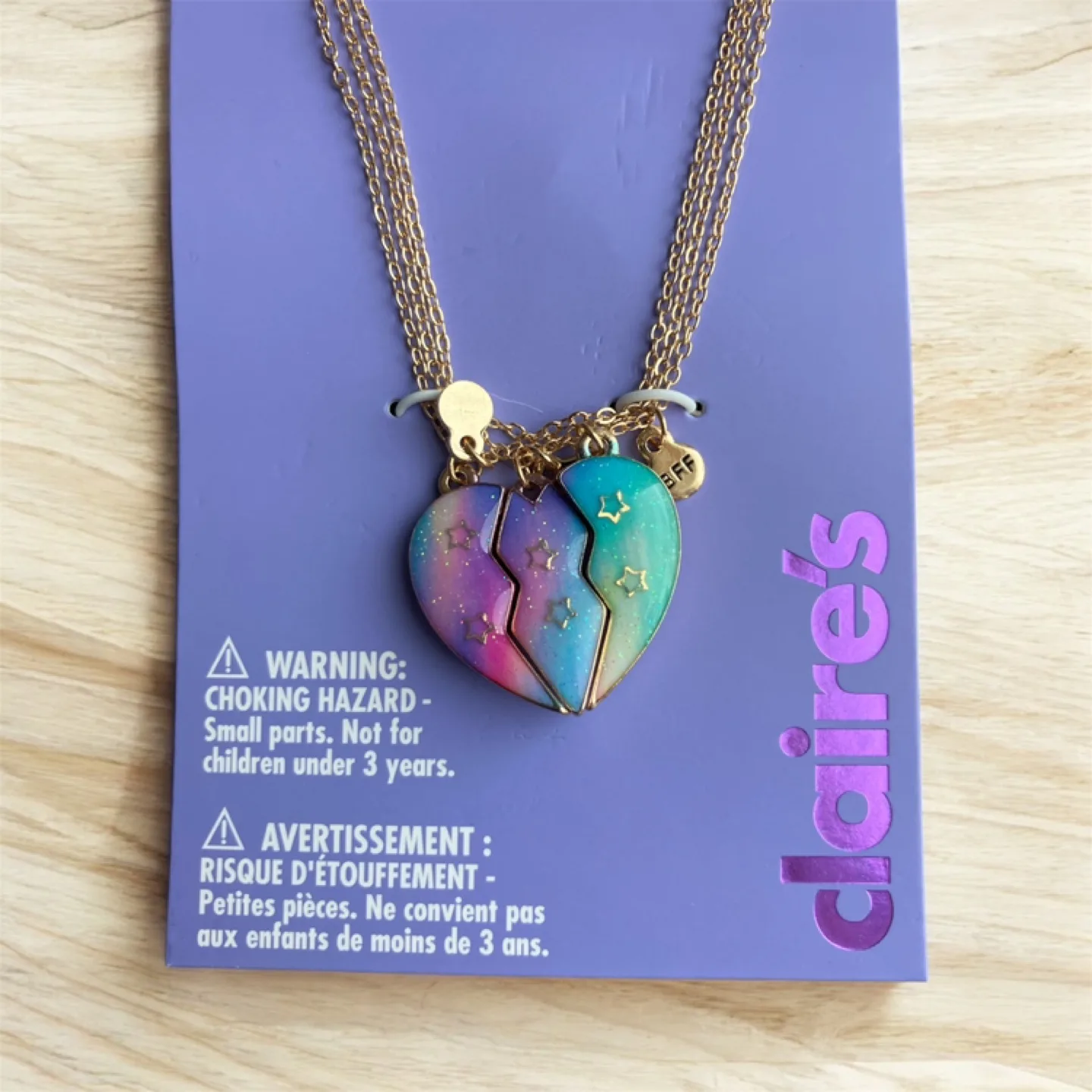 NEW Claire's Best Friends Rainbow Star Heart Pendant Necklace 3 image indicator(3)