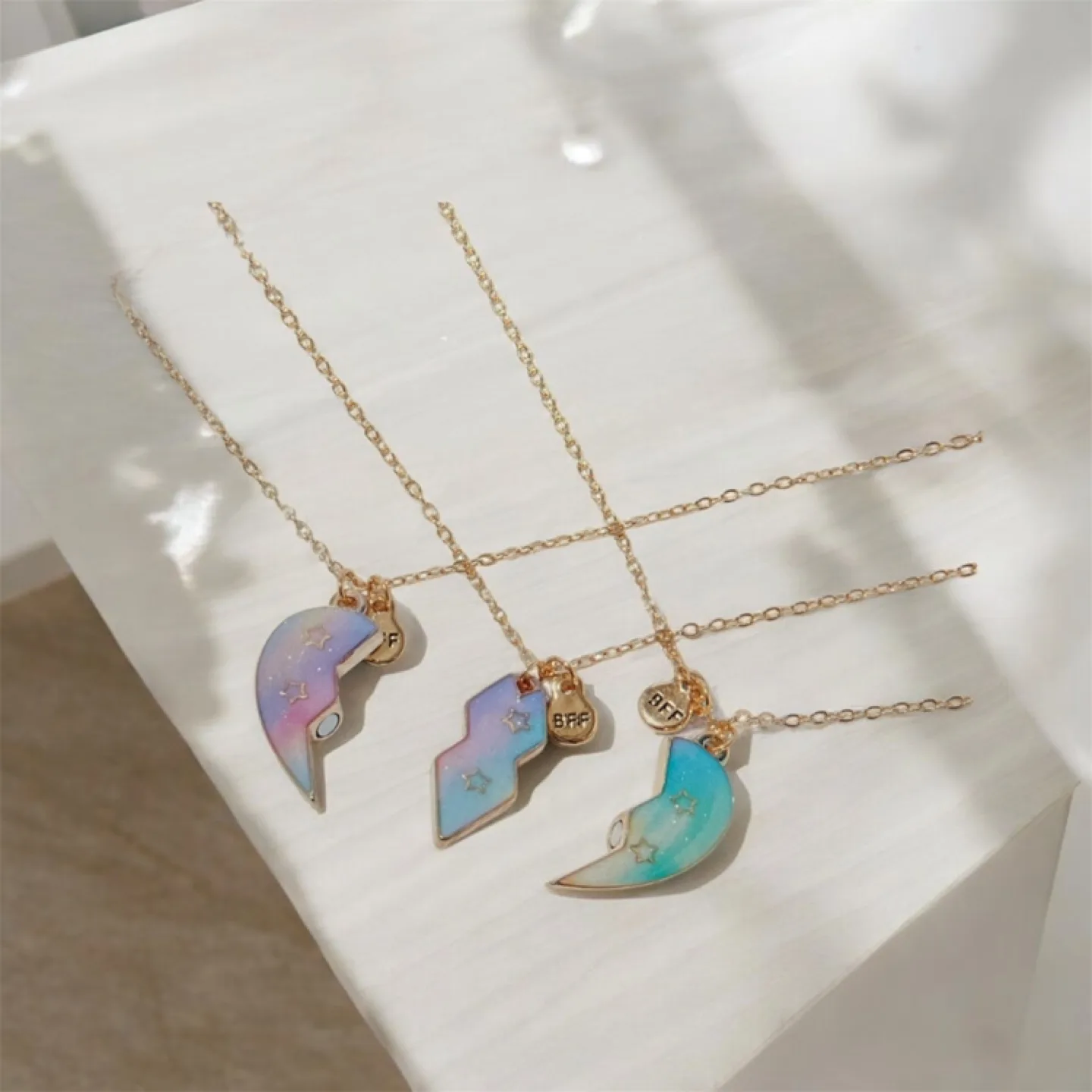 NEW Claire's Best Friends Rainbow Star Heart Pendant Necklace 3 image indicator(2)