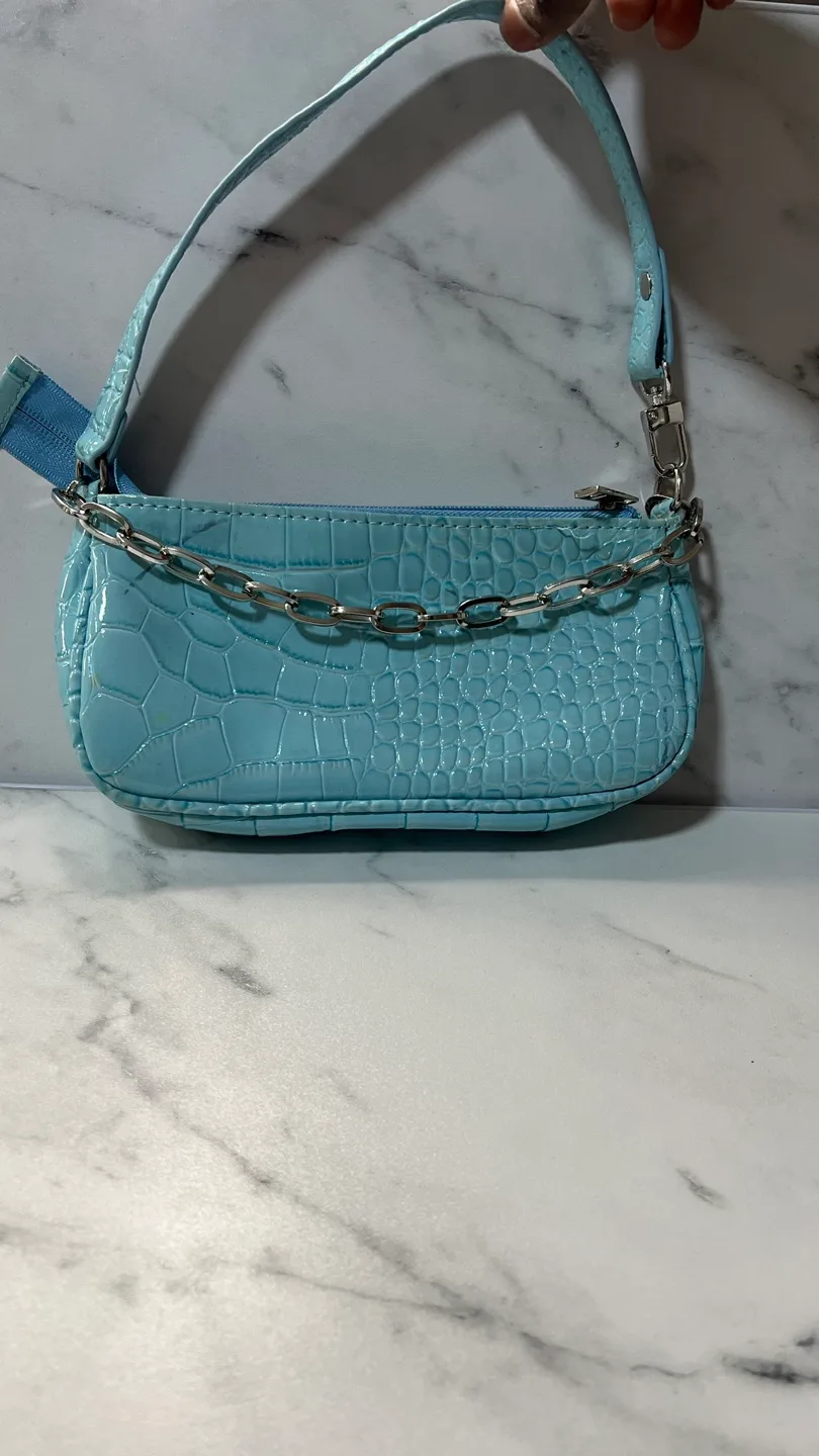Blue Crocodile-Embossed Bag thumbnail