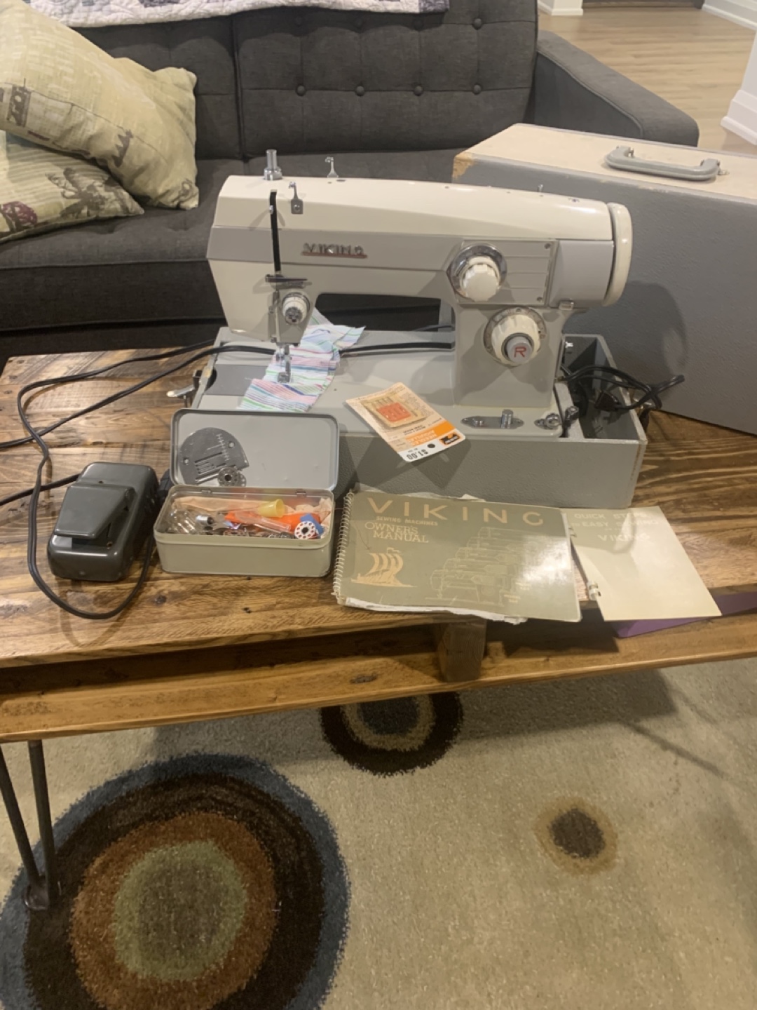 Vintage Viking Sewing Machine with Accessories