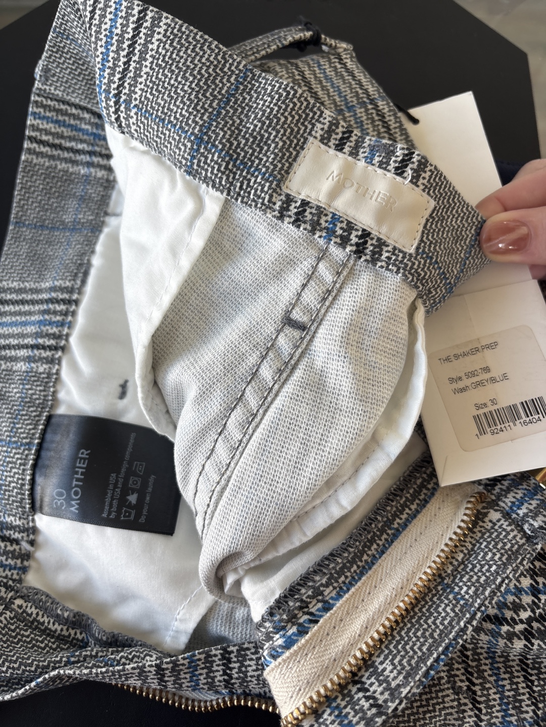 🏈 Mother Grey Blue Plaid Pants Size 30 - photo 2